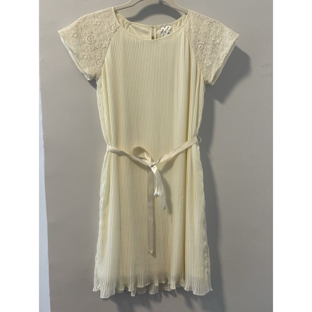 Disney Signature Girls Ivory Pleated Lace Special Occasion Dress Size L